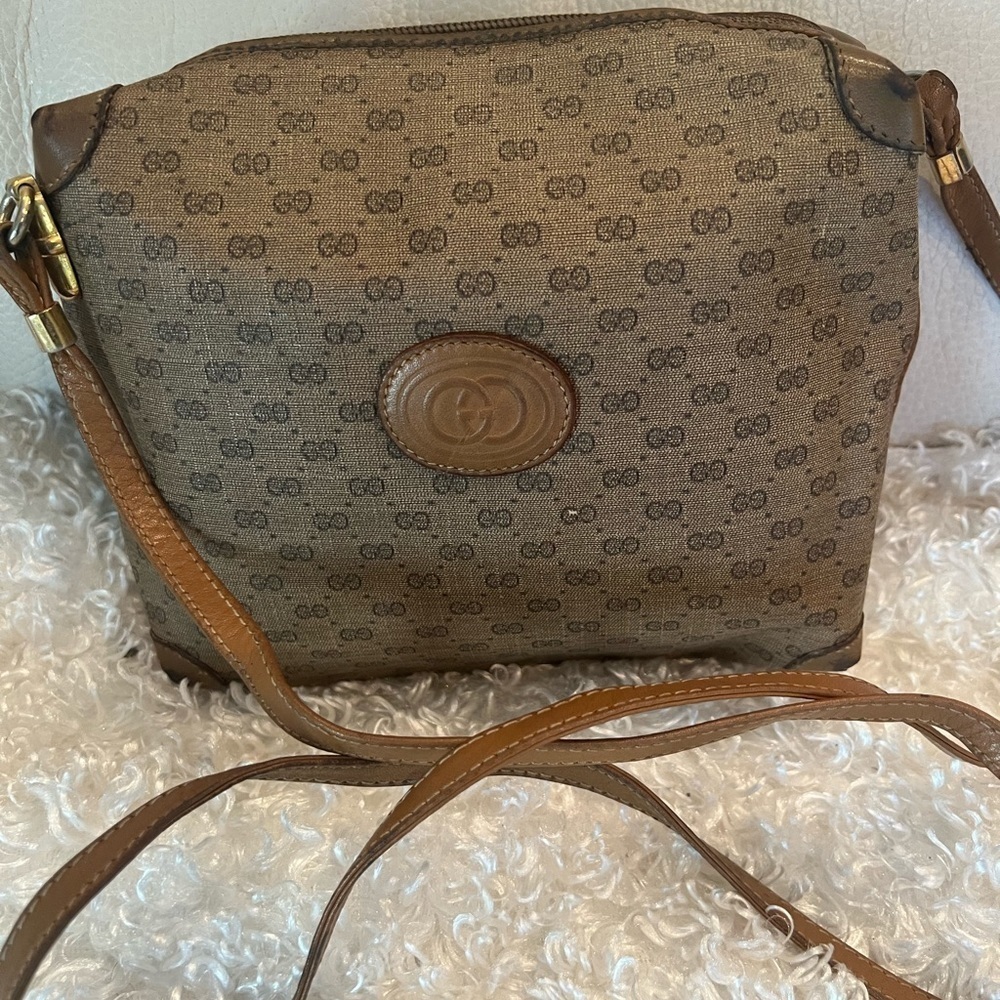 Authentic Gucci MicroGG brown crossbody bag